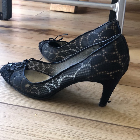 Chanel tweed top camellia mesh sheer pumps 39 US8 - Picture 8 of 12